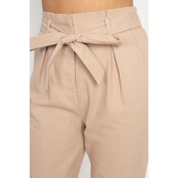 GioVanni Di RoccoBelted Linen Paper Bag Pants - Picture 4 of 5